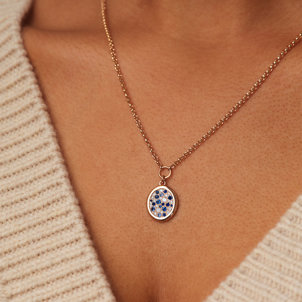 Pendentif Soluna saphirs bleus M - Deloison Paris