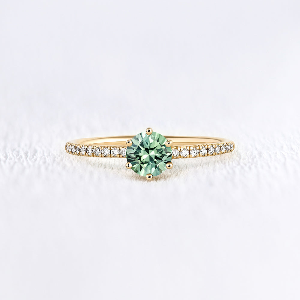 Bague saphir vert et diamants en or 18 carats | Deloison Paris
