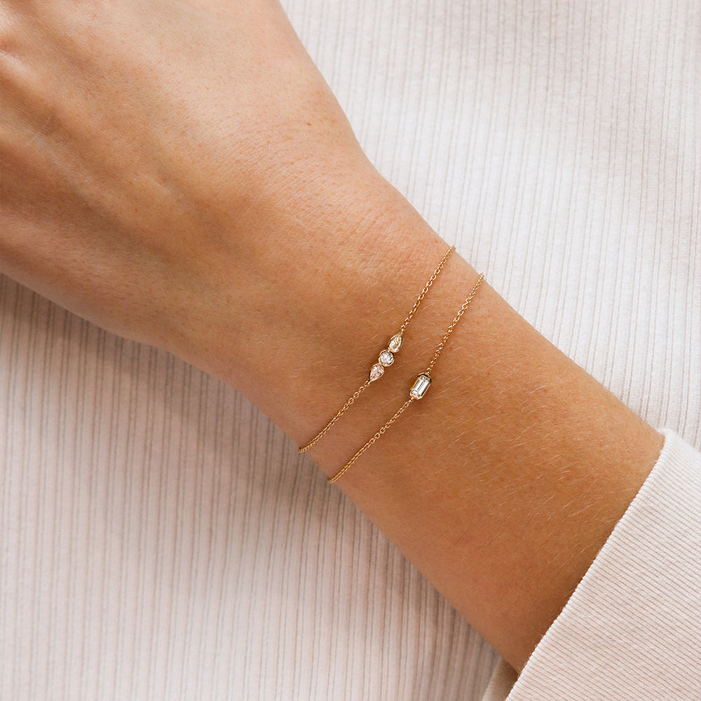 Pulsera de oro de 18 quilates con diamantes en forma de pera | Deloison Paris