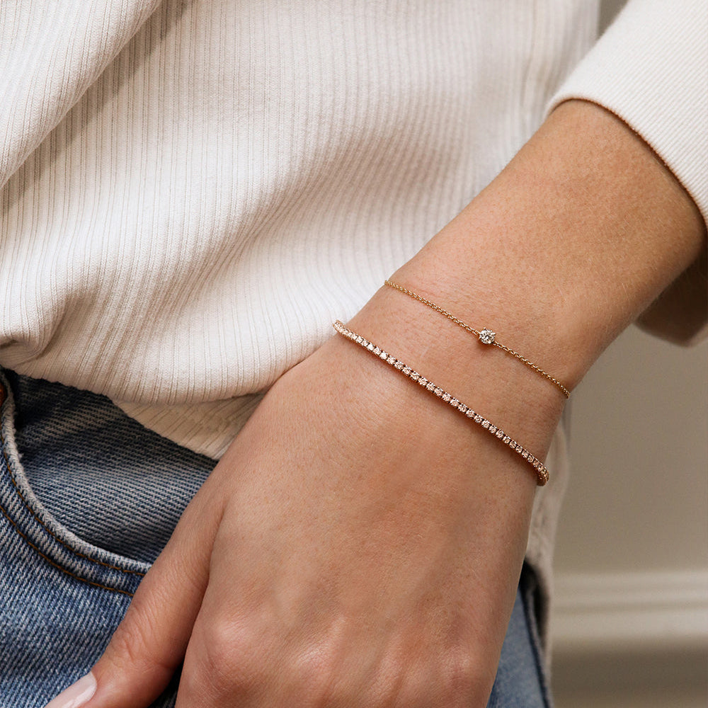 Bracelet en or 18 carats et diamant rond milgrain | Deloison Paris