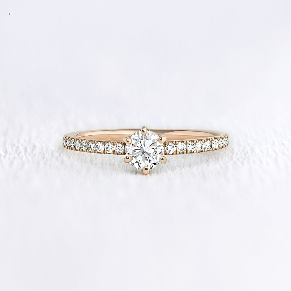 Bague de fiançailles solitaire pavé or rose et diamants | Deloison Paris
