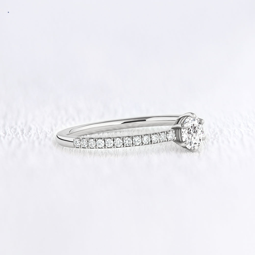 Bague de fiançailles solitaire pavé or blanc et diamants | Deloison Paris