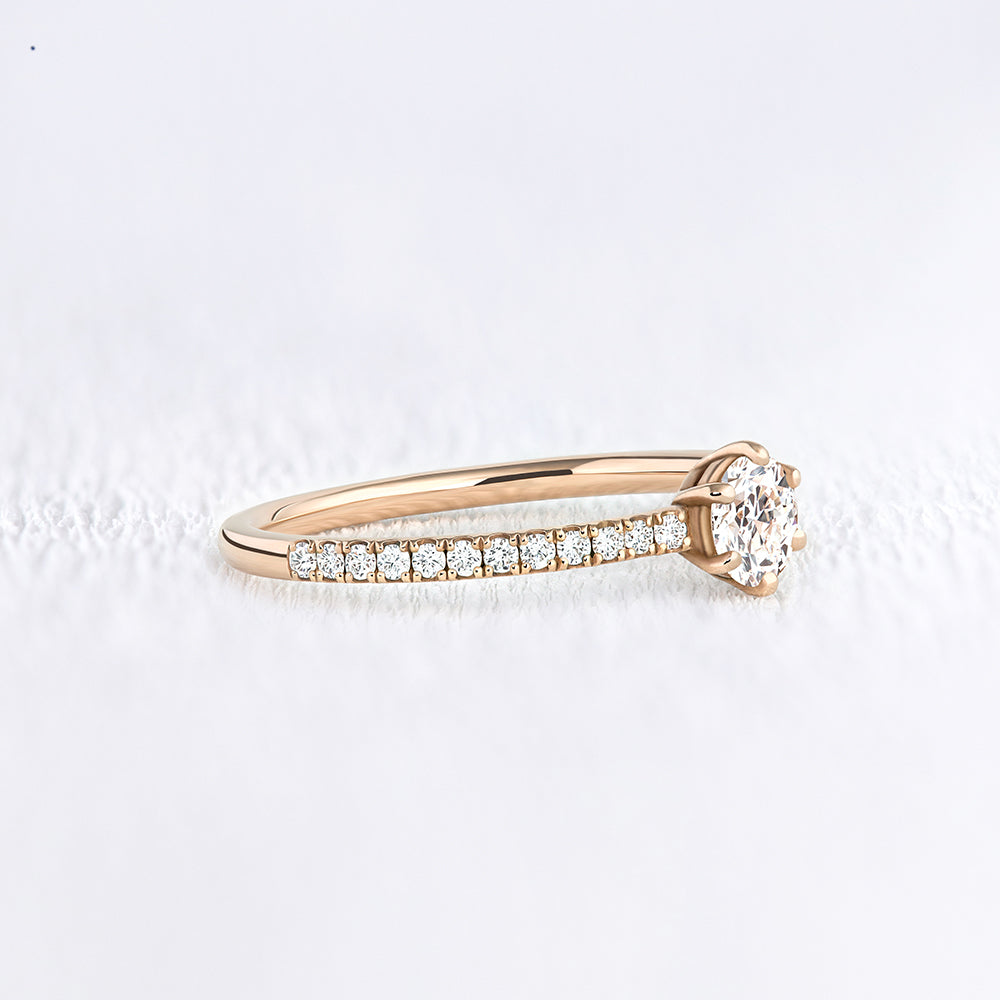 Bague de fiançailles solitaire pavé or et diamants | Deloison Paris