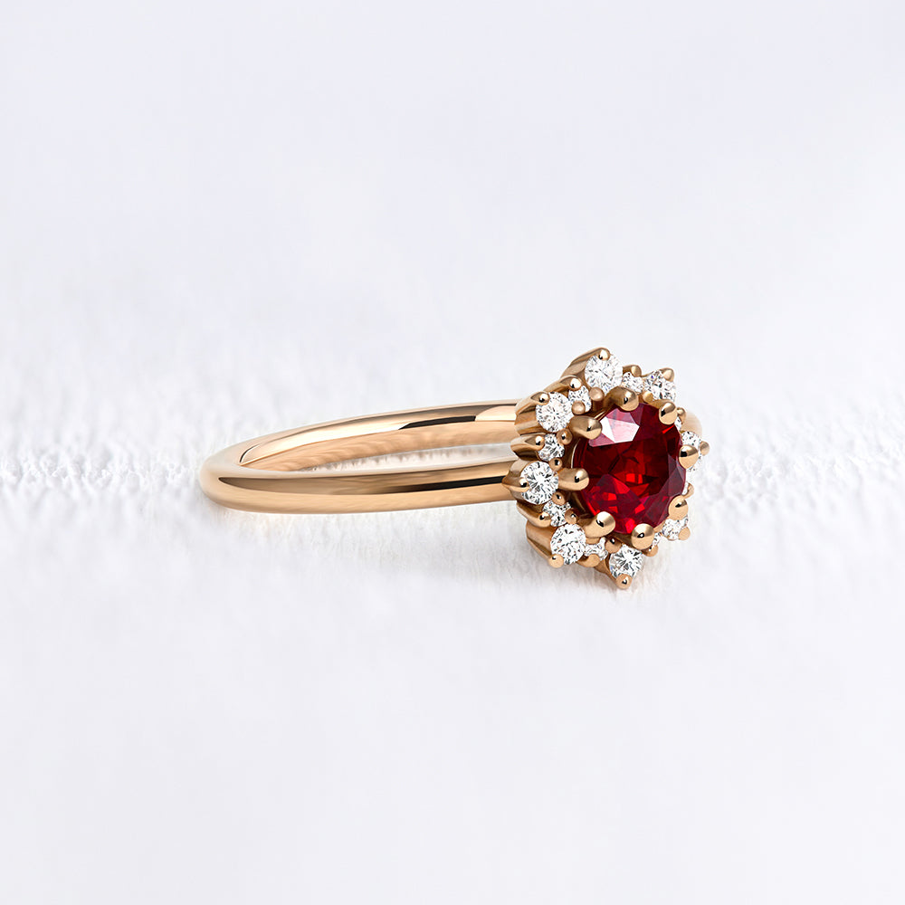 Bague de fiançailles marguerite rubis - Deloison Paris
