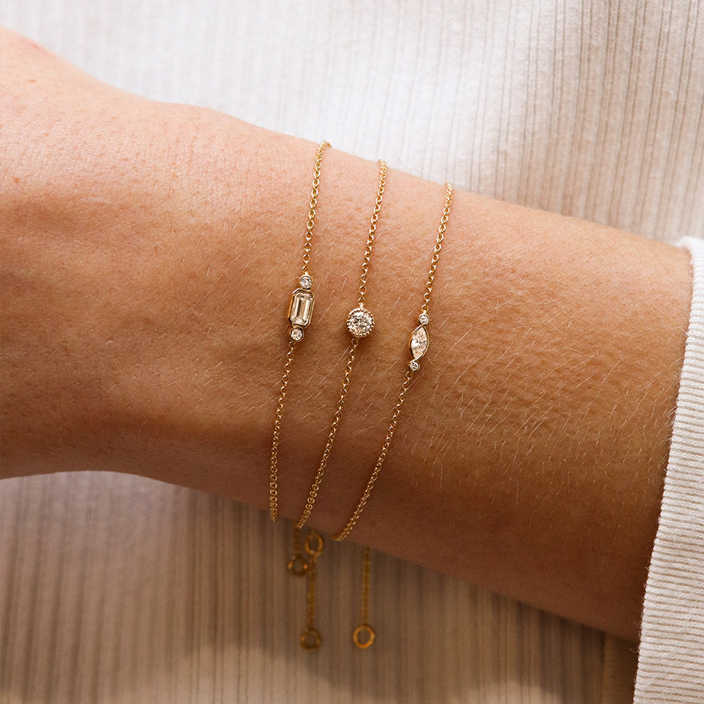 Bracelet en or 18 carats et diamants taille émeraude | Deloison Paris