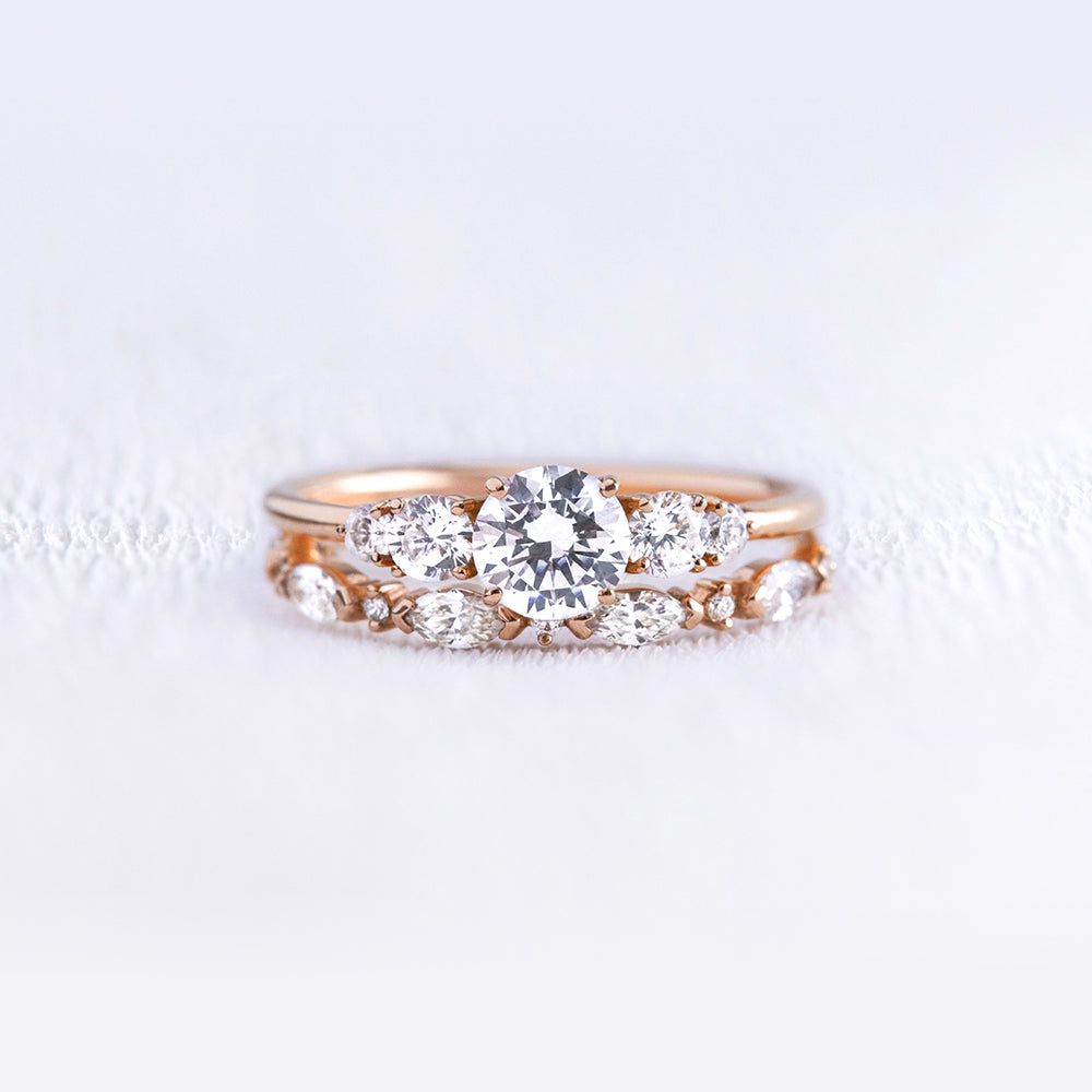 Alliance or 18 carats et diamants marquises - Deloison Paris