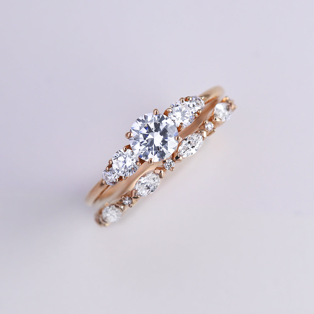 Alliance or 18 carats et diamants marquises - Deloison Paris
