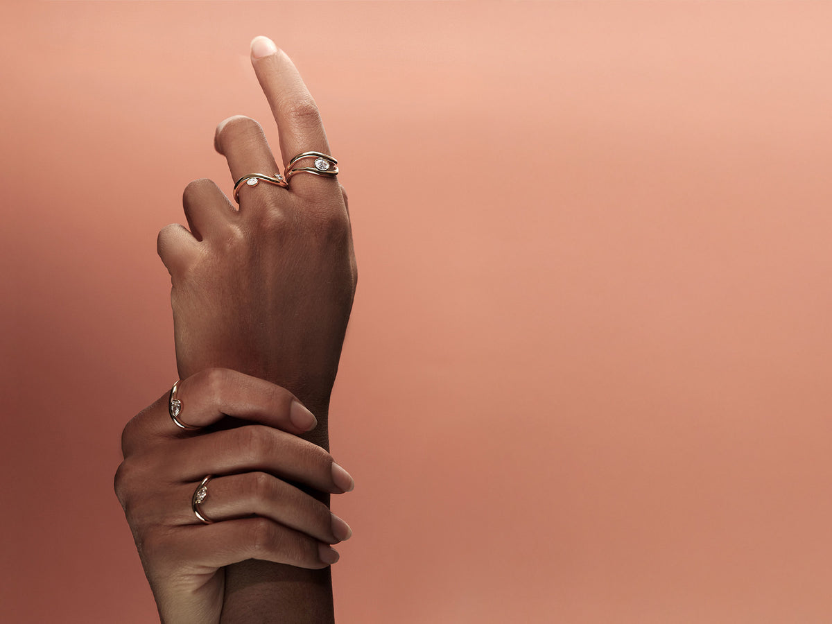 Collection Drop - bagues incurvées en or 