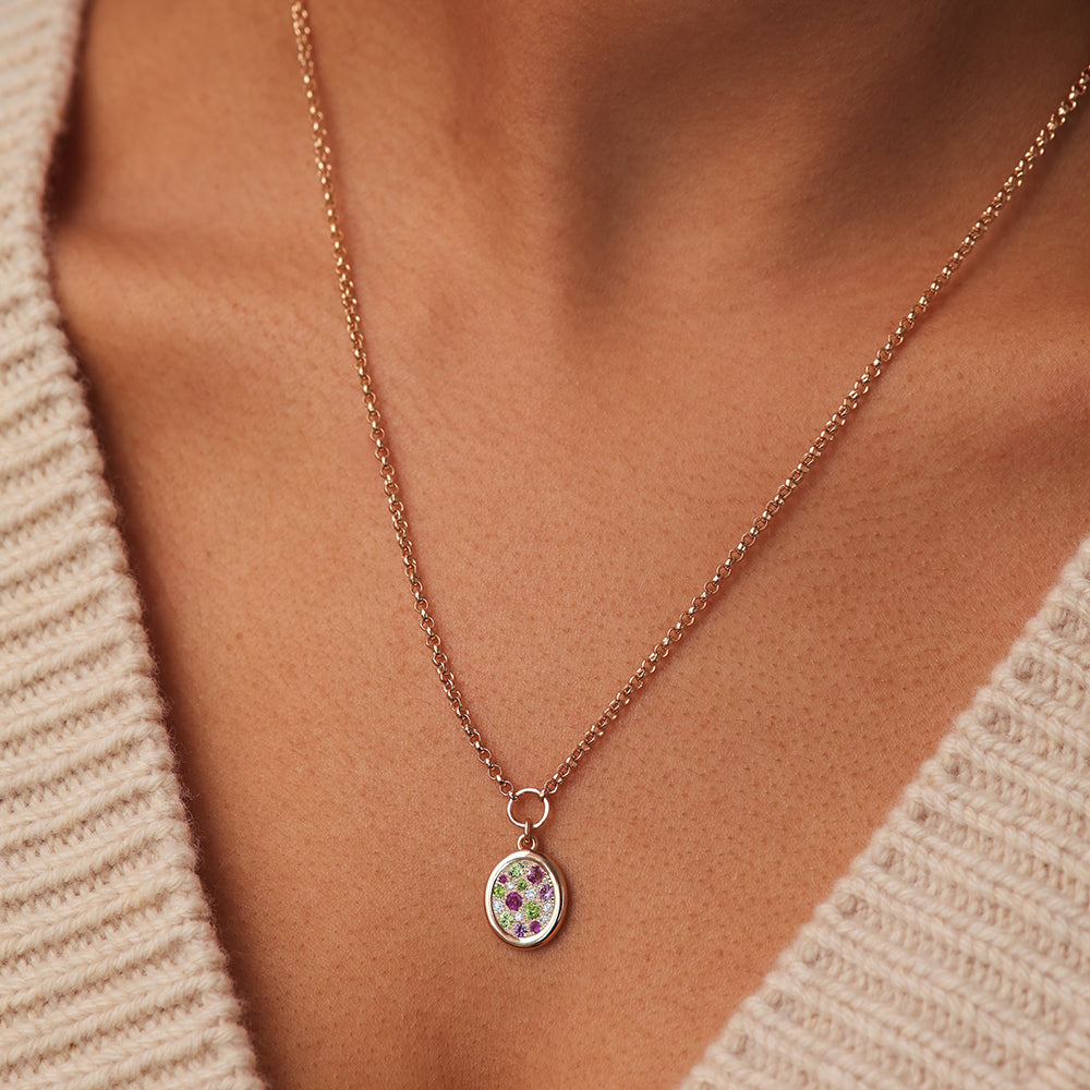 Pendentif Soluna saphirs roses et verts S - Deloison Paris