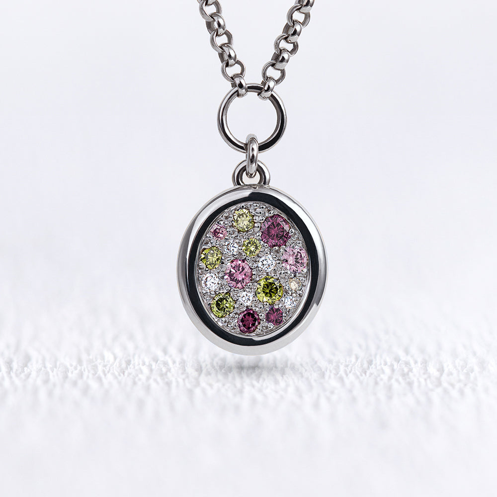 Pendentif Soluna saphirs roses et verts S - Deloison Paris