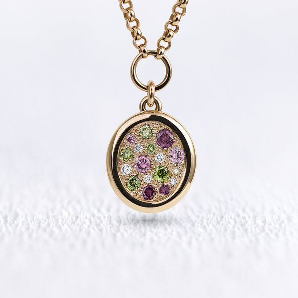 Pendentif Soluna saphirs roses et verts S - Deloison Paris