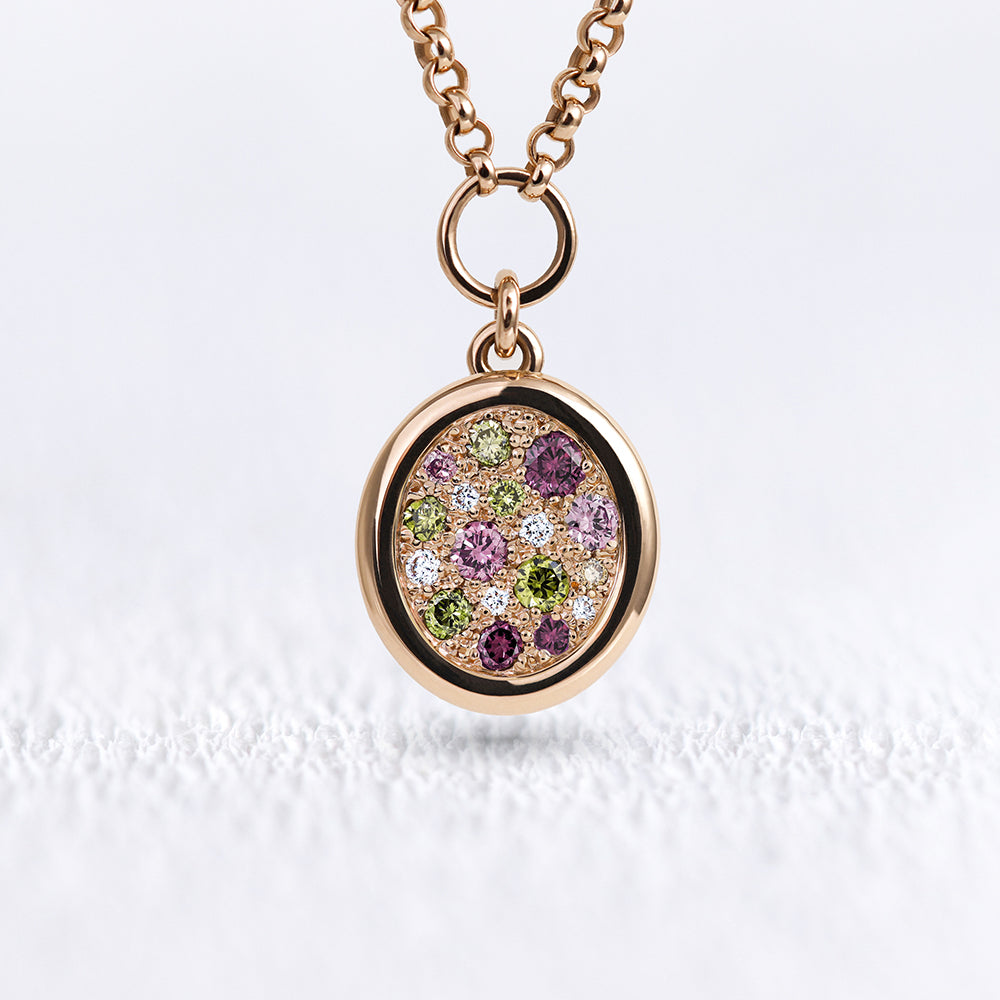 Pendentif Soluna saphirs roses et verts S - Deloison Paris