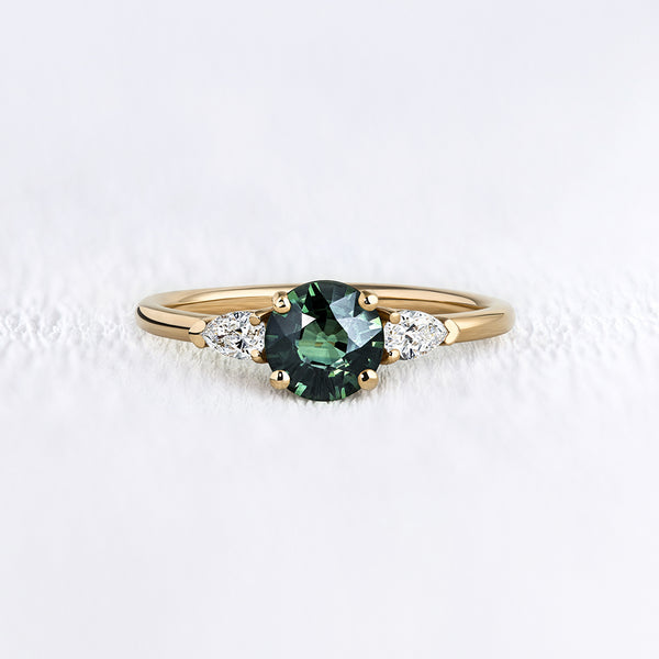 Bague de fiançailles en or saphir vert et diamants | Deloison Paris