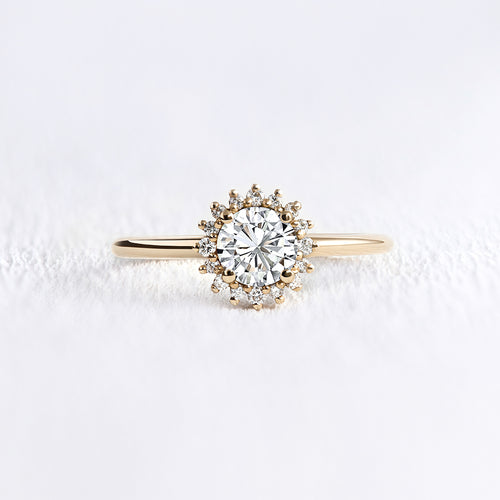 Bague de fiançailles marguerite en or jaune et diamants | Deloison Paris