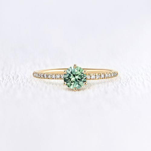 Bague saphir vert et diamants en or 18 carats | Deloison Paris