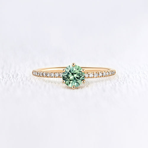 Bague saphir vert et diamants en or 18 carats | Deloison Paris