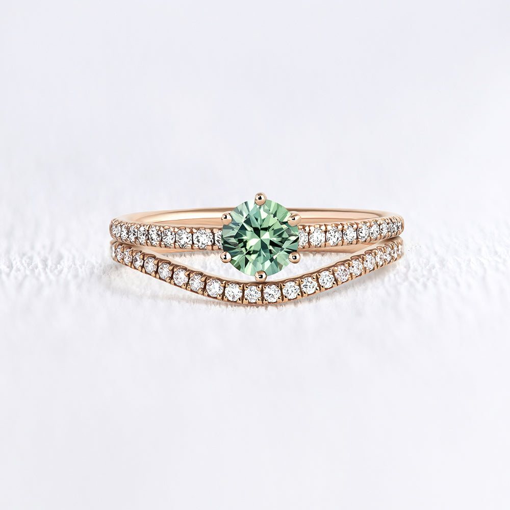 Bague saphir vert et diamants en or 18 carats | Deloison Paris