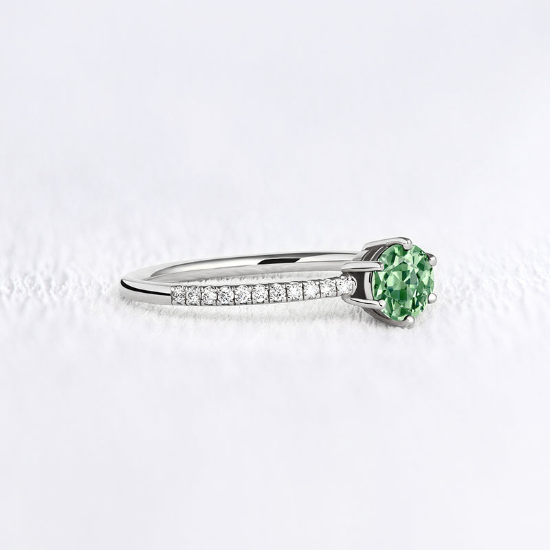 Bague saphir vert et diamants en or 18 carats | Deloison Paris