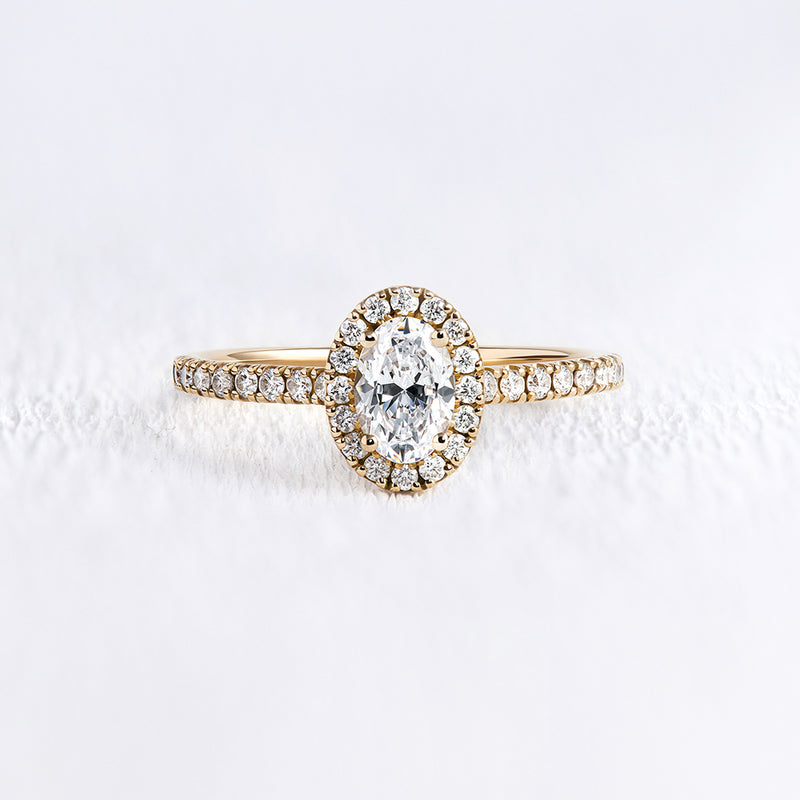 Bague de fiançailles halo diamant ovale | Deloison Paris