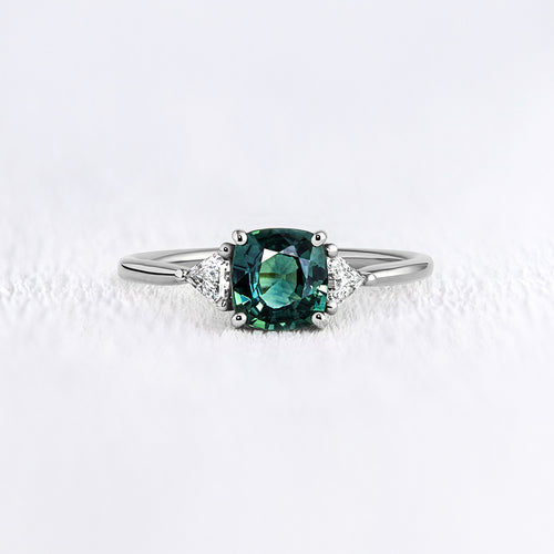 Bague de fiançailles en or saphir vert et diamants | Deloison Paris