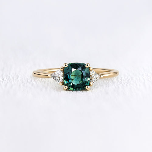 Bague de fiançailles en or saphir vert et diamants | Deloison Paris