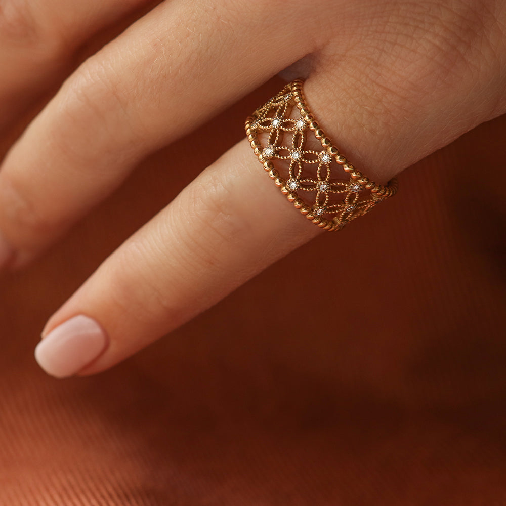 Bague bandeau or et diamants - Deloison Paris