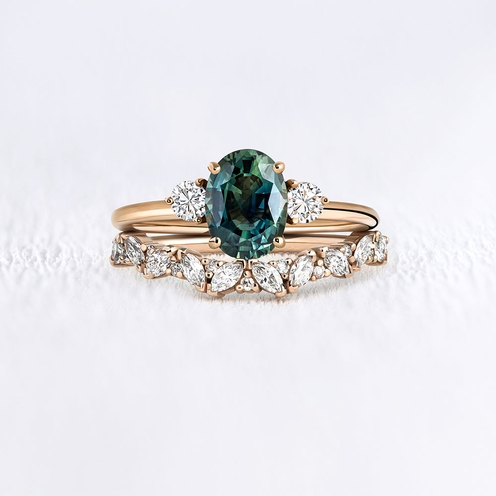 Bague de fiançailles en or et saphir vert | Deloison paris