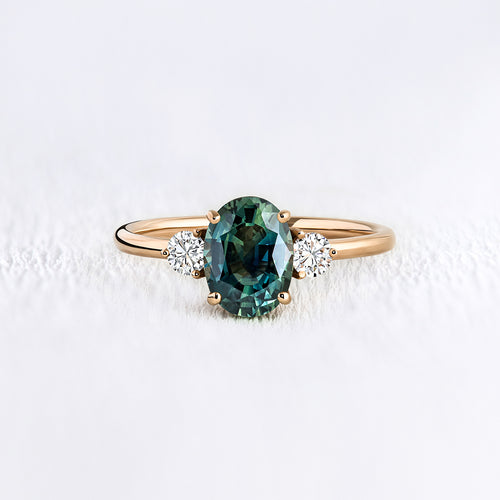 Bague de fiançailles en or et saphir vert | Deloison paris