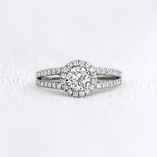 Bague de fiançailles en or 18 carats et diamants halo | Deloison Paris