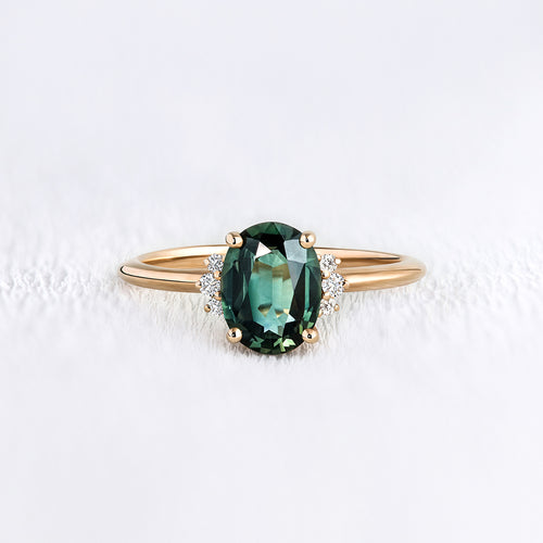 Bague de fiançailles en or 18 carats et saphir vert | Deloison Paris