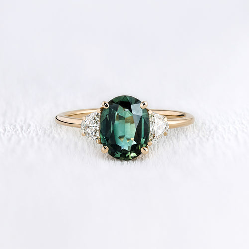 Bague de fiançailles en 18 carats et saphir vert | Deloison Paris