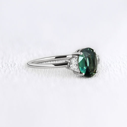 Bague de fiançailles en 18 carats et saphir vert | Deloison Paris