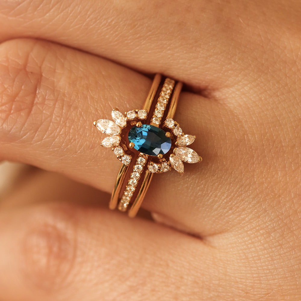 Bague de fiançailles en 18 carats et saphir vert | Deloison Paris