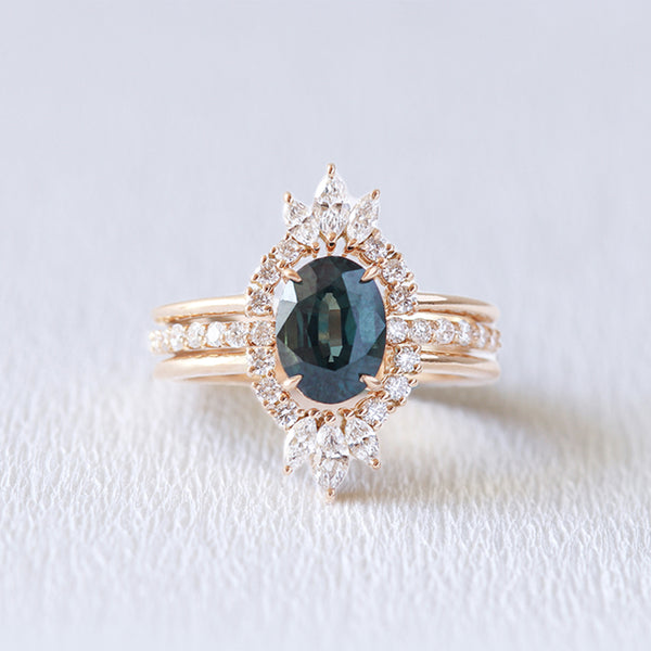 Bague de fiançailles en 18 carats et saphir vert | Deloison Paris