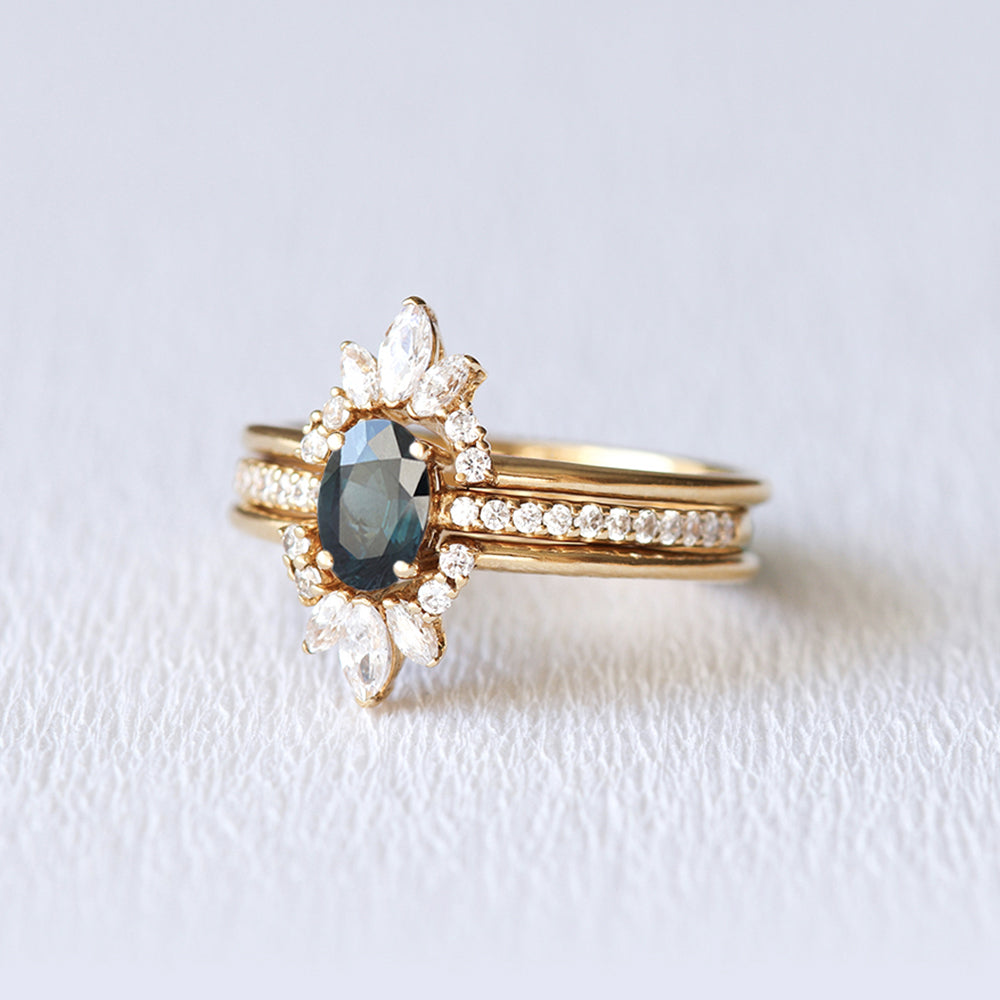 Bague de fiançailles en 18 carats et saphir vert | Deloison Paris
