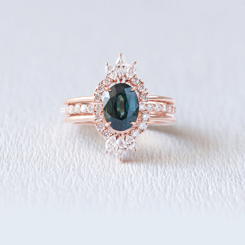 Bague de fiançailles en 18 carats et saphir vert | Deloison Paris