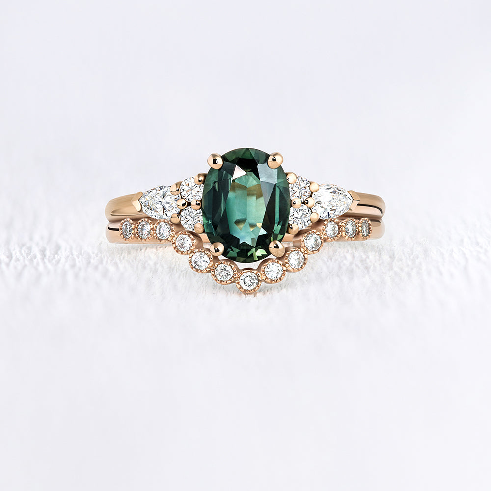 Bague de fiançailles en 18 carats et saphir vert | Deloison Paris