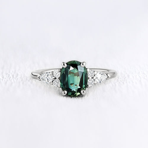 Bague de fiançailles en 18 carats et saphir vert | Deloison Paris