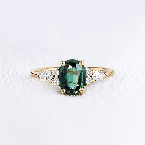 Bague de fiançailles en 18 carats et saphir vert | Deloison Paris