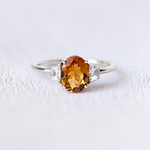 Bague de fiançailles tourmaline caramel et diamants | Deloison Paris