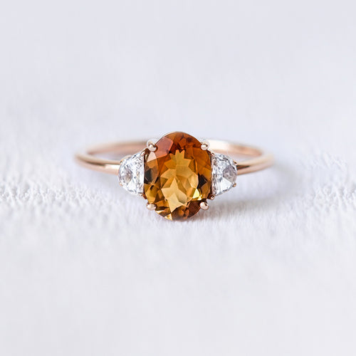 Bague de fiançailles tourmaline caramel et diamants | Deloison Paris