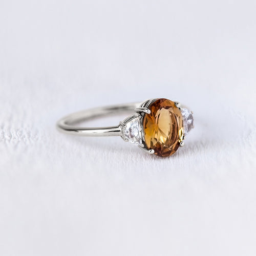 Bague de fiançailles tourmaline caramel et diamants | Deloison Paris