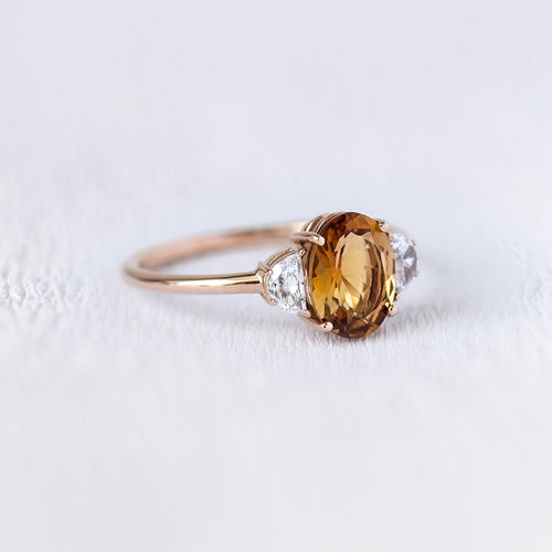 Bague de fiançailles tourmaline caramel et diamants | Deloison Paris