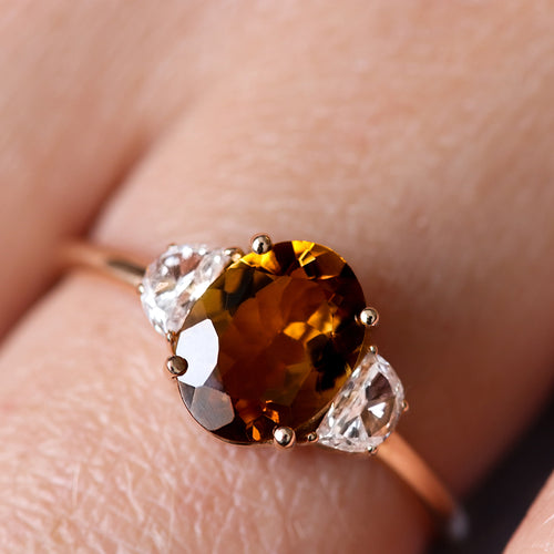 Bague de fiançailles tourmaline caramel et diamants | Deloison Paris