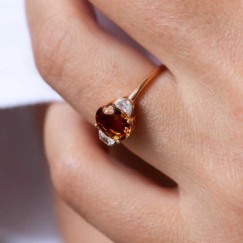 Bague de fiançailles tourmaline caramel et diamants | Deloison Paris