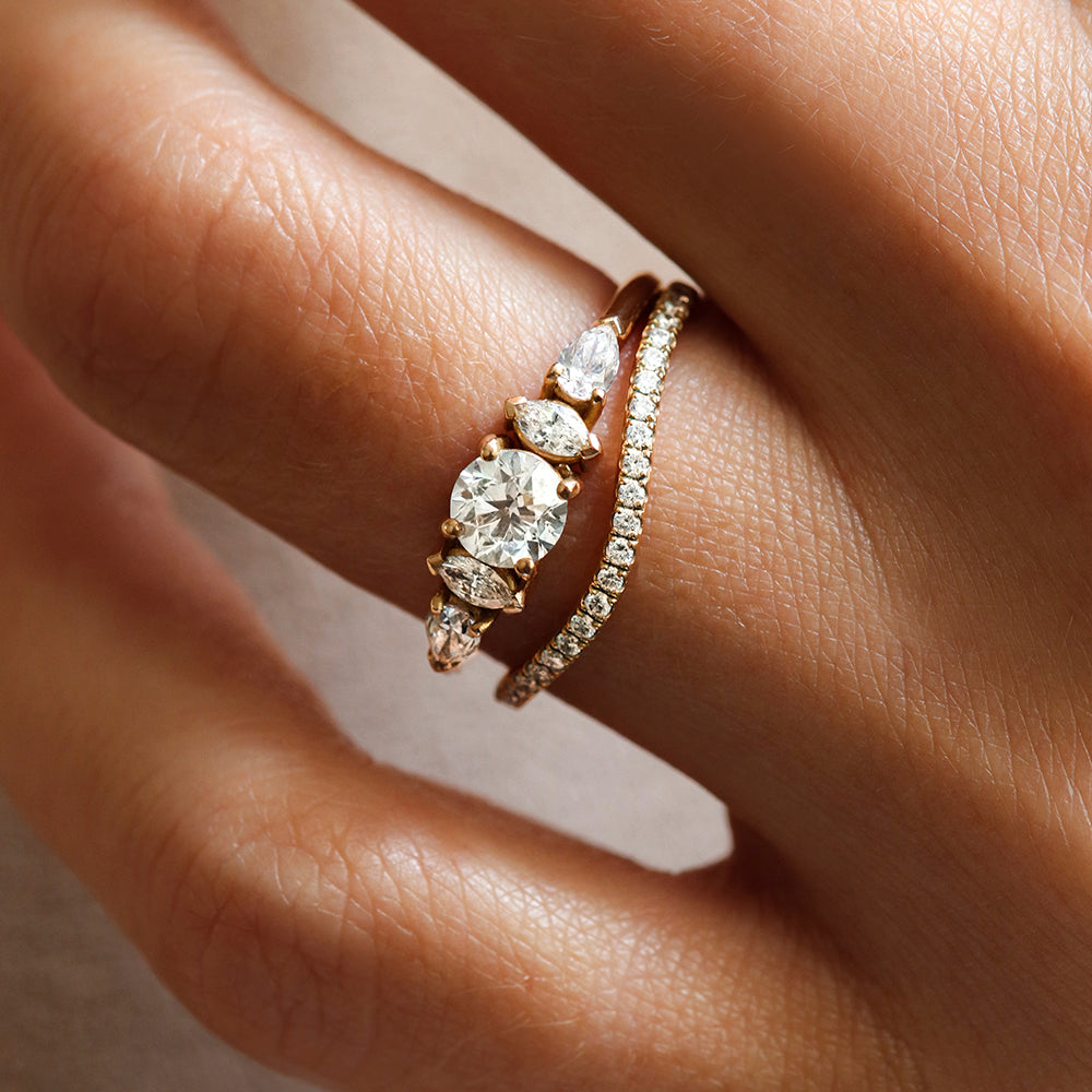 Bague De Fiançailles & Alliance Trio En Or 14 Carats Massif - His & Hers - Taille 7 Femme & 10 Homme